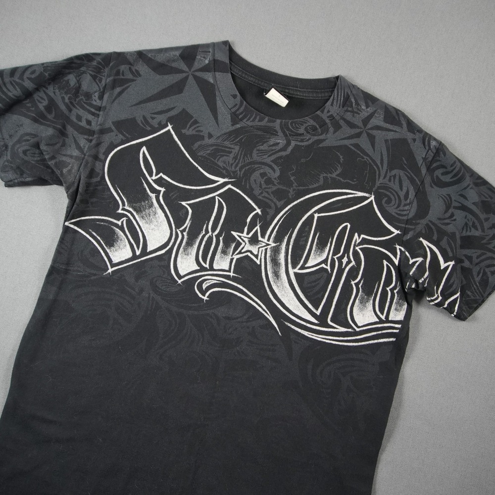Vintage Y2K SoCal No Fear Graffiti Graphic T-Shirt Men S Black Gothic Streetwear